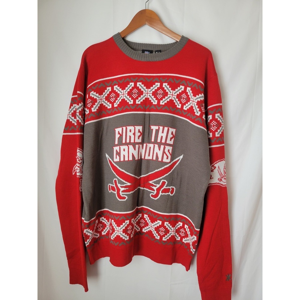 NFL Tampa Bay Buccaneers Ugly Christmas Sweater "Fire The Cannons" Unisex XL